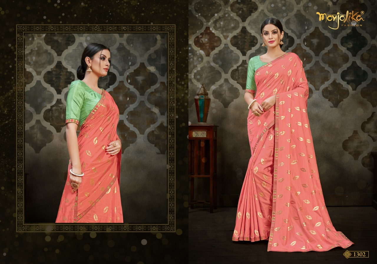 Vartika Vol-13 By Monjolika 1301 To 1308 Series Indian Traditional Wear Collection Beautiful Stylish Fancy Colorful Party Wear & Ethnic Wear Two Tone Silk Printed Sarees At Wholesale Price