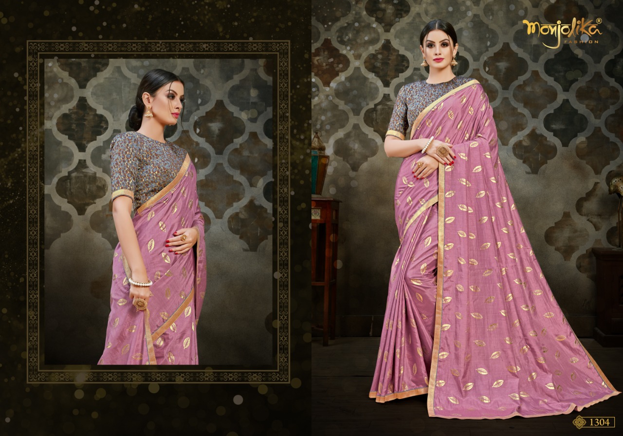 Vartika Vol-13 By Monjolika 1301 To 1308 Series Indian Traditional Wear Collection Beautiful Stylish Fancy Colorful Party Wear & Ethnic Wear Two Tone Silk Printed Sarees At Wholesale Price