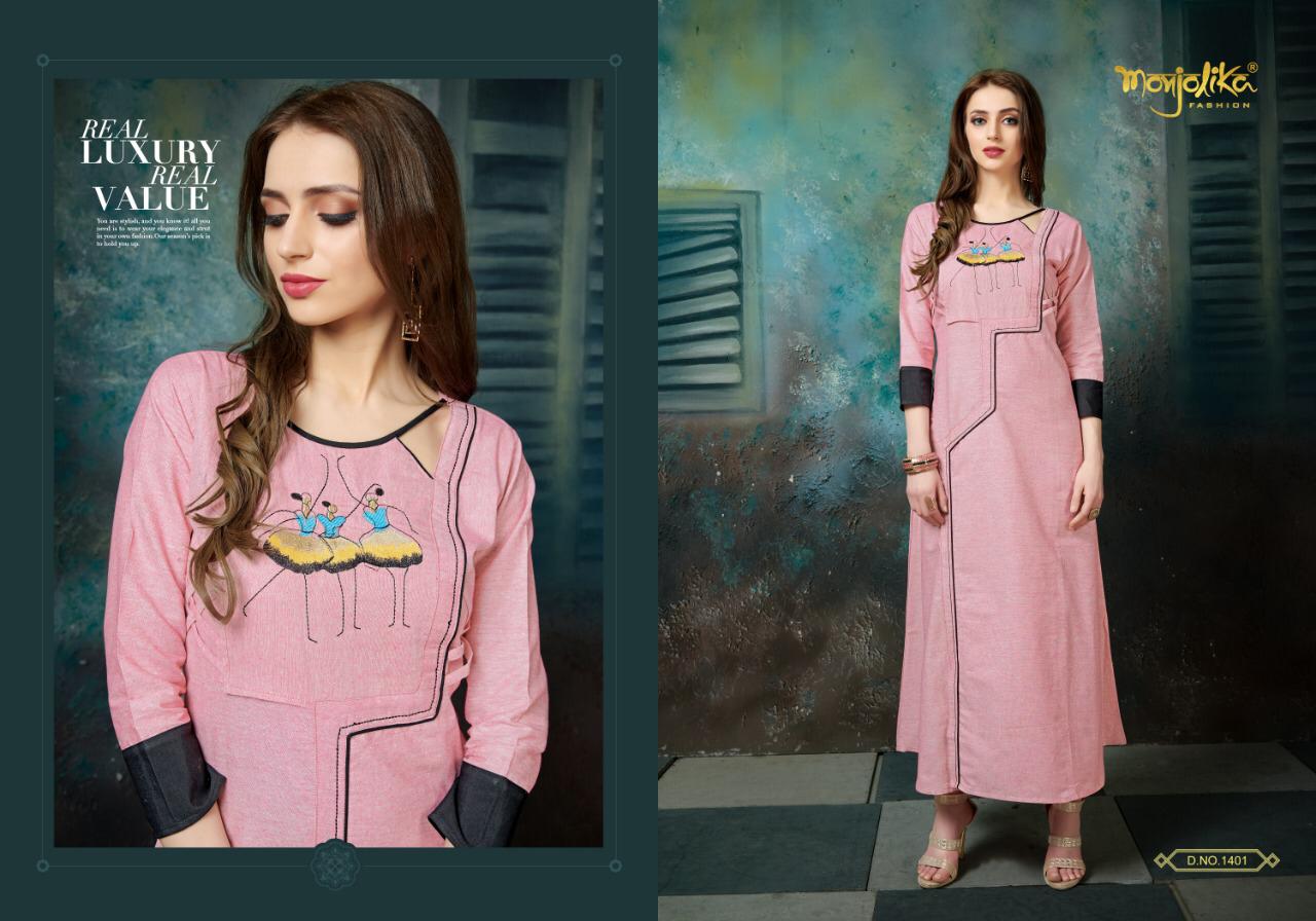 Vartika Vol-14 By Monjolika 1401 To 1407 Series Beautiful Colorful Stylish Fancy Party Wear & Ethnic Wear & Ready To Wear Khadi Cotton Kurtis At Wholesale Price