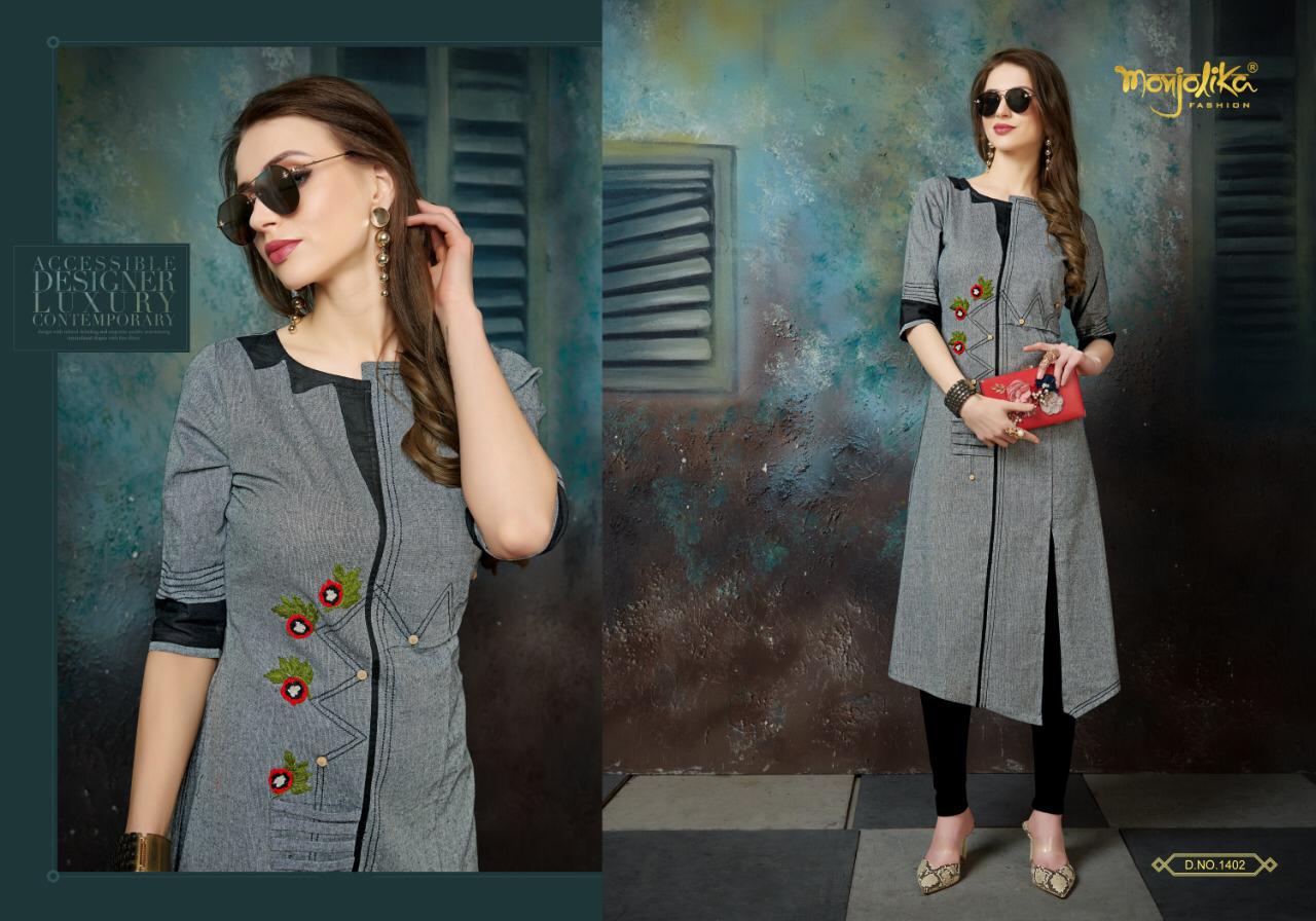 Vartika Vol-14 By Monjolika 1401 To 1407 Series Beautiful Colorful Stylish Fancy Party Wear & Ethnic Wear & Ready To Wear Khadi Cotton Kurtis At Wholesale Price