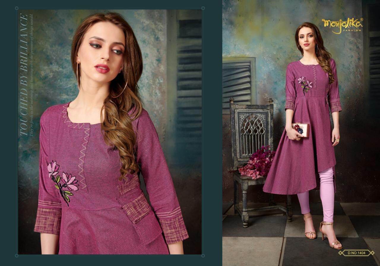 Vartika Vol-14 By Monjolika 1401 To 1407 Series Beautiful Colorful Stylish Fancy Party Wear & Ethnic Wear & Ready To Wear Khadi Cotton Kurtis At Wholesale Price