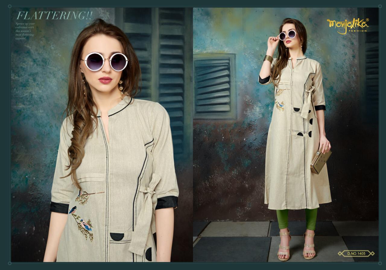 Vartika Vol-14 By Monjolika 1401 To 1407 Series Beautiful Colorful Stylish Fancy Party Wear & Ethnic Wear & Ready To Wear Khadi Cotton Kurtis At Wholesale Price