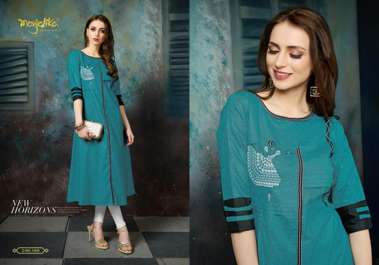 Vartika Vol-14 By Monjolika 1401 To 1407 Series Beautiful Colorful Stylish Fancy Party Wear & Ethnic Wear & Ready To Wear Khadi Cotton Kurtis At Wholesale Price