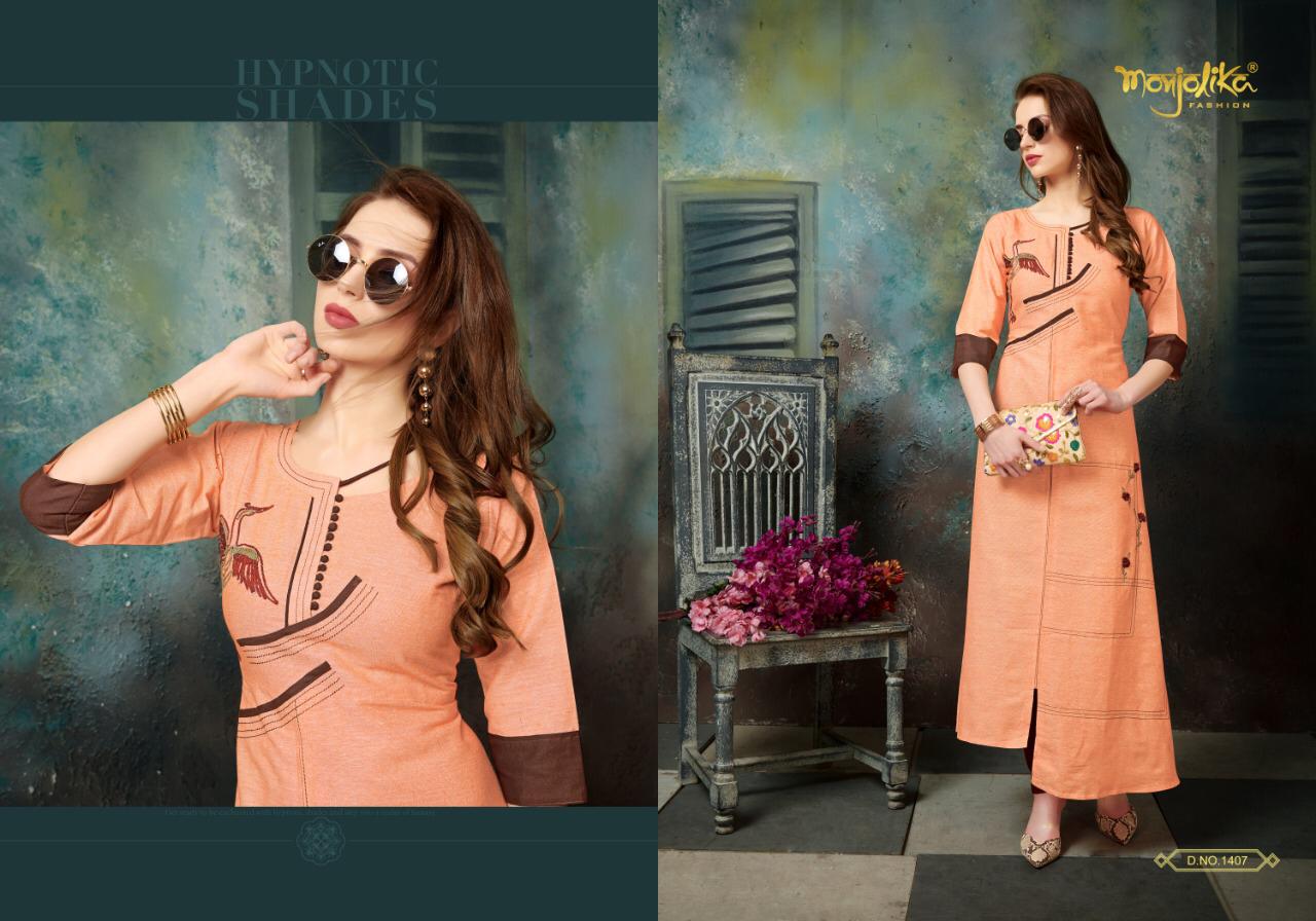 Vartika Vol-14 By Monjolika 1401 To 1407 Series Beautiful Colorful Stylish Fancy Party Wear & Ethnic Wear & Ready To Wear Khadi Cotton Kurtis At Wholesale Price