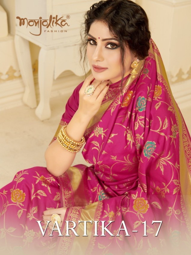 Vartika Vol-17 By Monjolika 1701 To 1706 Series Indian Traditional Wear Collection Beautiful Stylish Fancy Colorful Party Wear & Occasional Wear Silk Blend Sarees At Wholesale Price