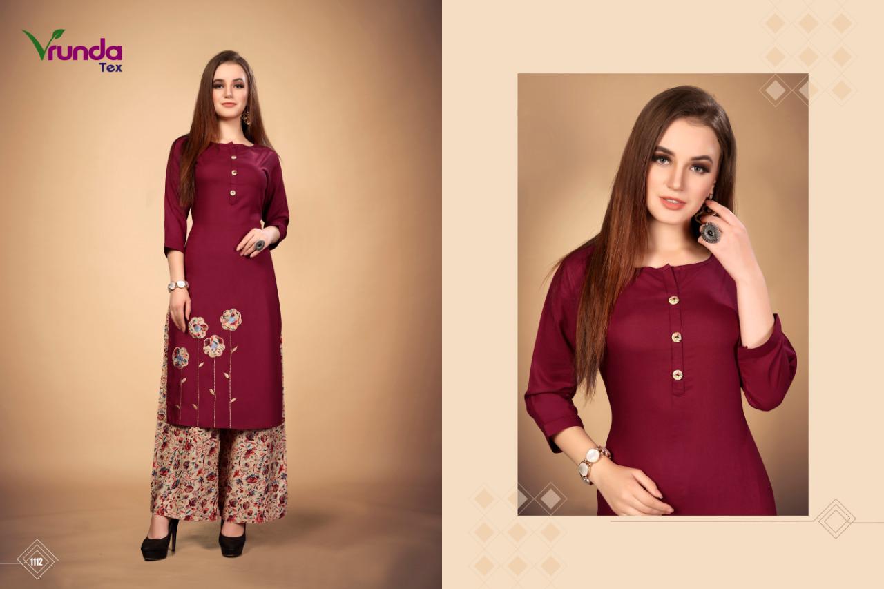 Vedanshi By Vrunda Tex 1111 To 1115 Series Designer Beautiful Stylish Fancy Colorful Party Wear & Ethnic Wear & Ready To Wear Rayon Digital Printed Kurtis With Bottom At Wholesale Price