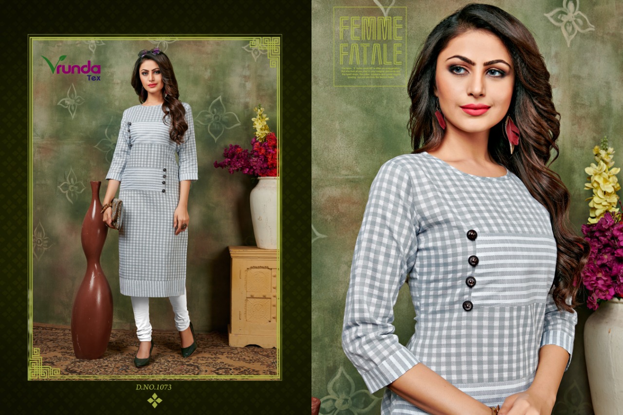 Veena By Vrunda Tex 1071 To 1075 Series Beautiful Colorful Stylish Fancy Party Wear & Ethnic Wear & Ready To Wear Heavy Cotton Kurtis At Wholesale Price
