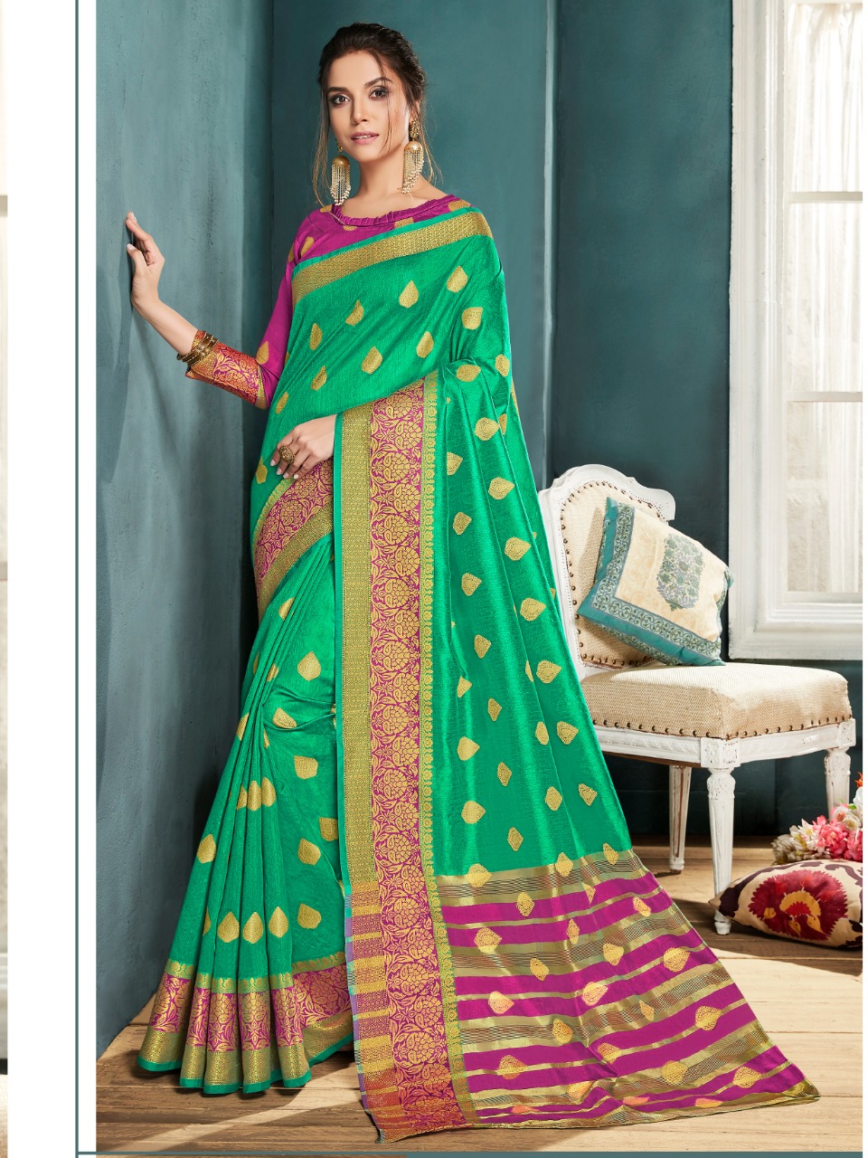 Veer Zara By Shangrila 1001 To 1006 Series Indian Traditional Wear Collection Beautiful Stylish Fancy Colorful Party Wear & Occasional Wear Weaving Printed Sarees At Wholesale Price