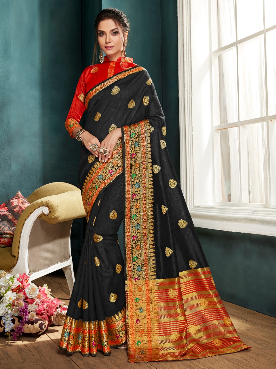 Veer Zara By Shangrila 1001 To 1006 Series Indian Traditional Wear Collection Beautiful Stylish Fancy Colorful Party Wear & Occasional Wear Weaving Printed Sarees At Wholesale Price