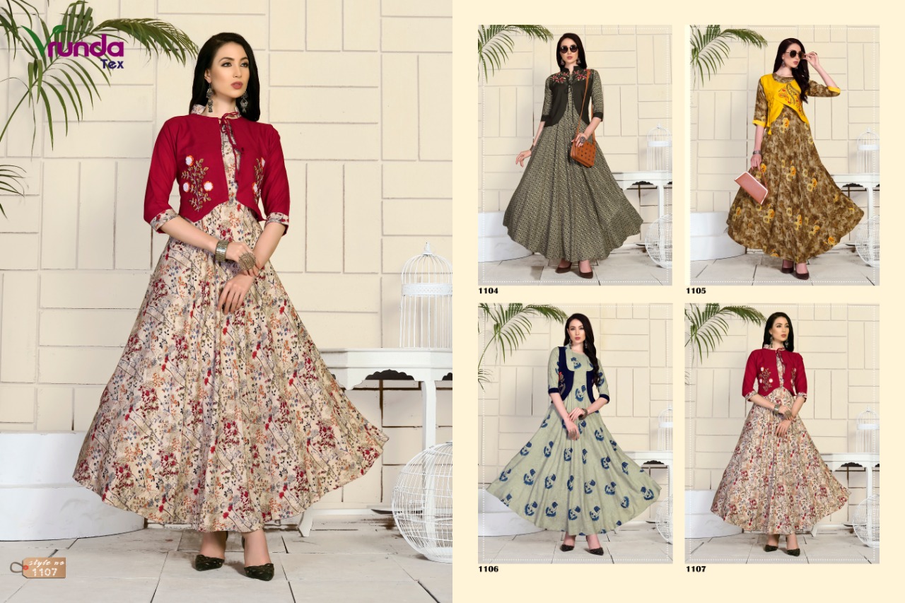 Voilet By Vrunda Tex 1104 To 1107 Beautiful Stylish Fancy Colorful Casual Wear & Ethnic Wear & Ready To Wear Heavy Rayon Printed And Rayon Koti With Hand Work Kurtis At Wholesale Price