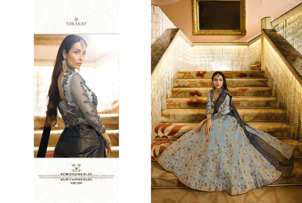 Virasat Vol-19 By Virasat 13201 To 13211 Series Indian Bridal Wear Collection Beautiful Stylish Fancy Colorful Wedding Wear & Occasional Wear Art Silk Embroidered Lehengas At Wholesale Price
