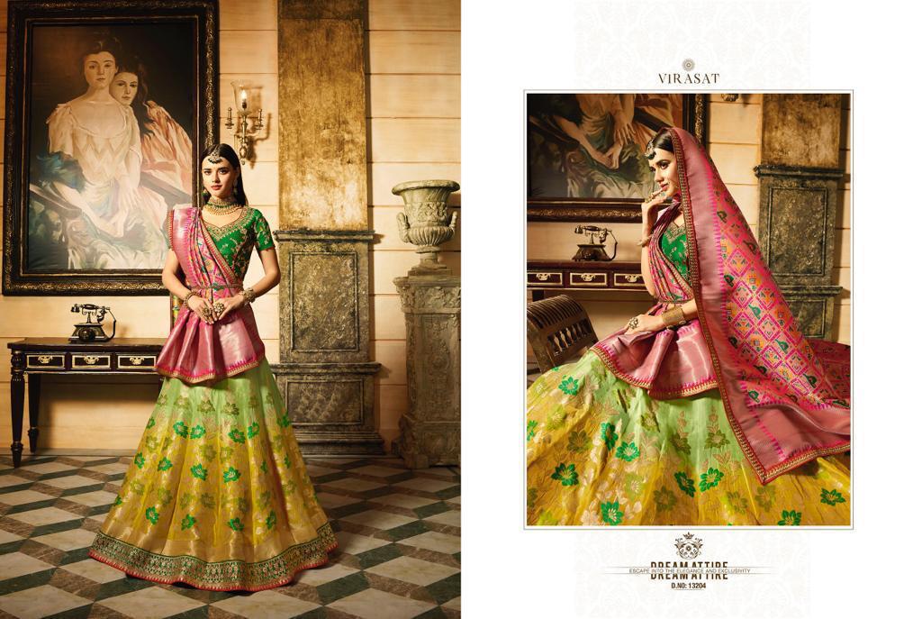 Virasat Vol-19 By Virasat 13201 To 13211 Series Indian Bridal Wear Collection Beautiful Stylish Fancy Colorful Wedding Wear & Occasional Wear Art Silk Embroidered Lehengas At Wholesale Price