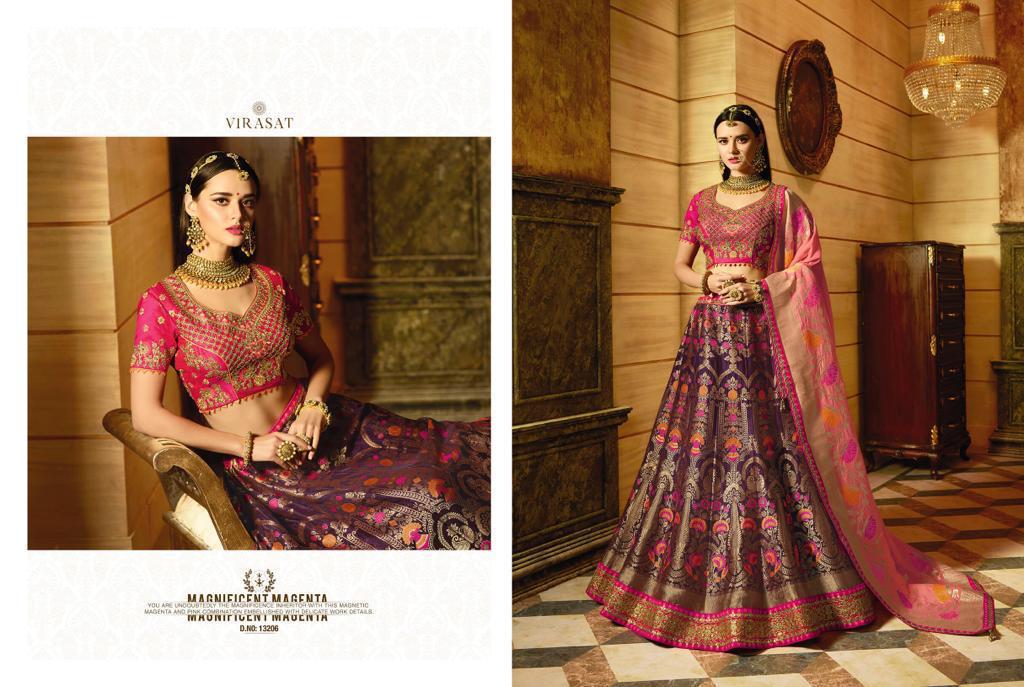 Virasat Vol-19 By Virasat 13201 To 13211 Series Indian Bridal Wear Collection Beautiful Stylish Fancy Colorful Wedding Wear & Occasional Wear Art Silk Embroidered Lehengas At Wholesale Price