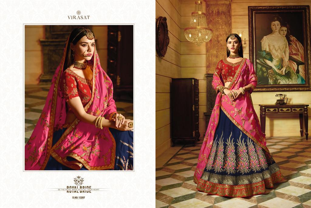 Virasat Vol-19 By Virasat 13201 To 13211 Series Indian Bridal Wear Collection Beautiful Stylish Fancy Colorful Wedding Wear & Occasional Wear Art Silk Embroidered Lehengas At Wholesale Price