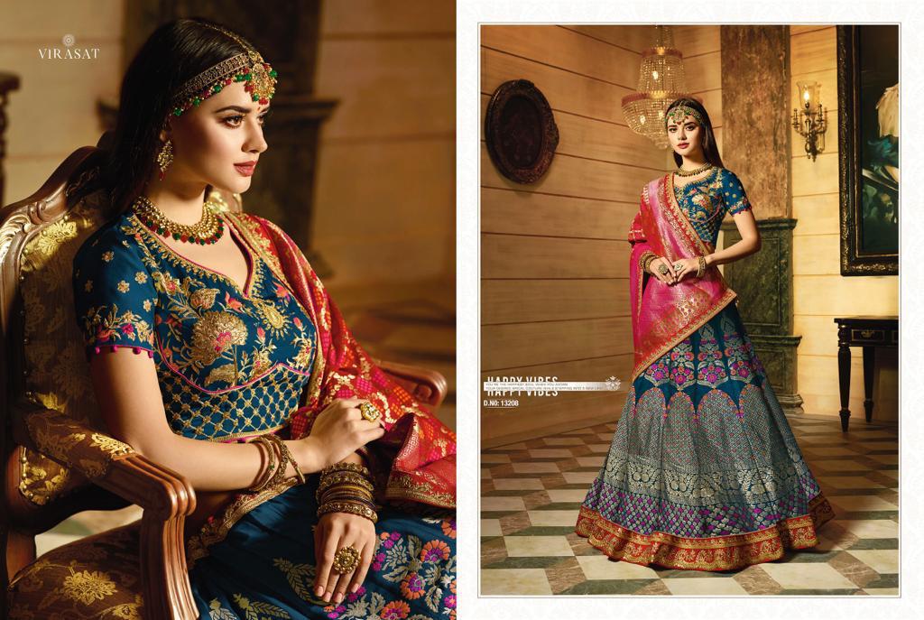 Virasat Vol-19 By Virasat 13201 To 13211 Series Indian Bridal Wear Collection Beautiful Stylish Fancy Colorful Wedding Wear & Occasional Wear Art Silk Embroidered Lehengas At Wholesale Price