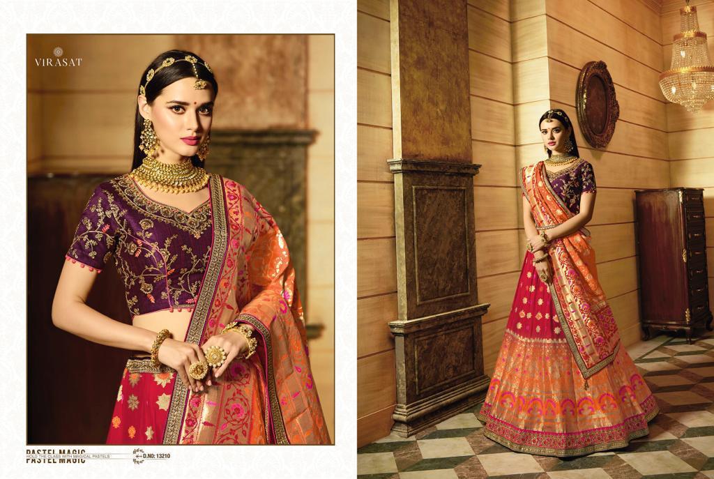 Virasat Vol-19 By Virasat 13201 To 13211 Series Indian Bridal Wear Collection Beautiful Stylish Fancy Colorful Wedding Wear & Occasional Wear Art Silk Embroidered Lehengas At Wholesale Price