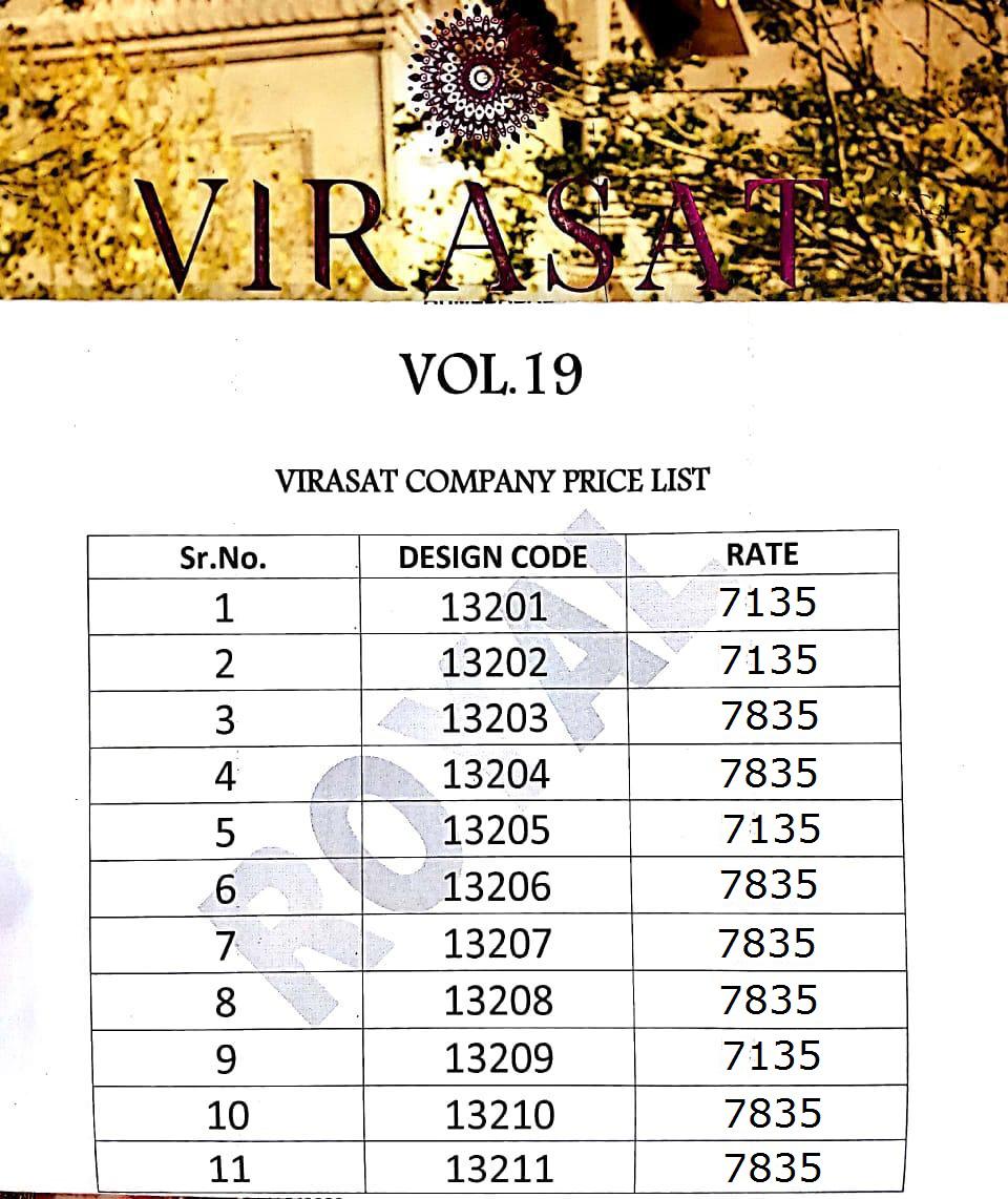 Virasat Vol-19 By Virasat 13201 To 13211 Series Indian Bridal Wear Collection Beautiful Stylish Fancy Colorful Wedding Wear & Occasional Wear Art Silk Embroidered Lehengas At Wholesale Price