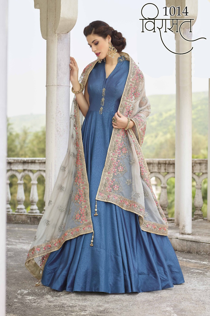 YUG FASHION Maxi Dress With All Over Embroidery Pair It Finely Figure Print  Dupatta combination of