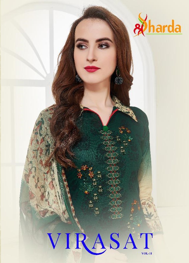 Virasat By Sharda 1001 To 1007 Series Beautiful Suits Stylish Fancy Colorful Casual Wear & Ethnic Wear Pure Cotton Digital Print With Embroidery Dresses At Wholesale Price