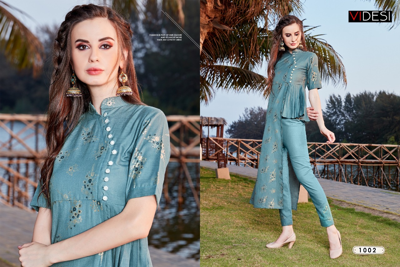 Virasat By Videsi 1001 To 1004 Series Designer Beautiful Stylish Colorful Fancy Ready To Wear & Casual Wear & Ethnic Wear Pure Cotton/rayon Printed Kurtis With Bottom At Wholesale Price