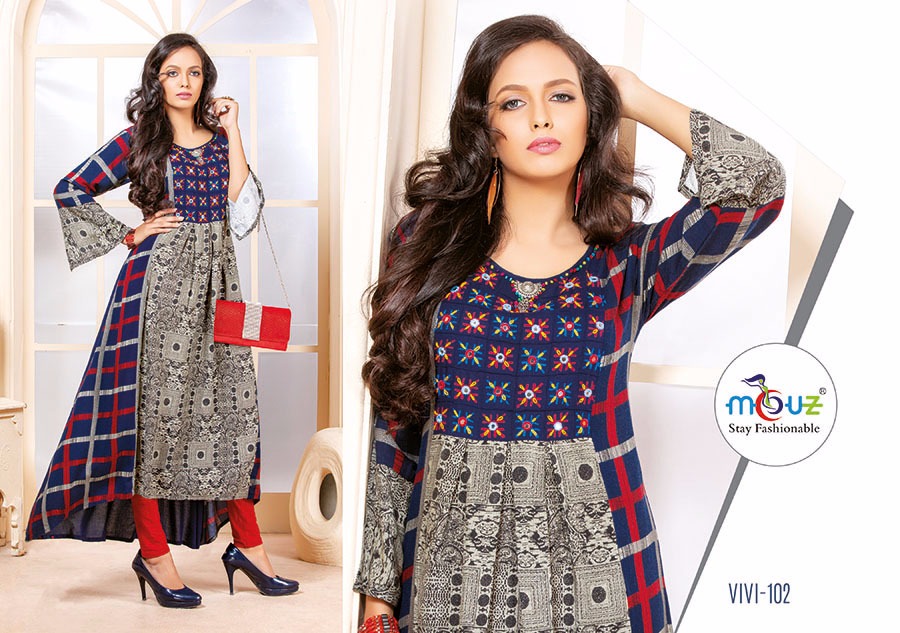 Vivi By Mouz 101 To 107 Series Stylish Fancy Beautiful Colorful Casual Wear & Ethnic Wear Rayon Printed Kurtis At Wholesale Price