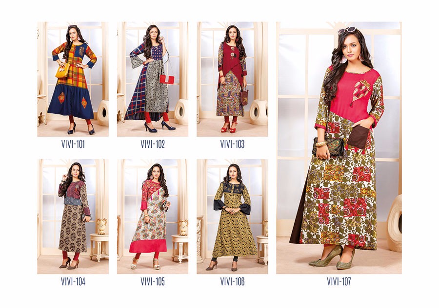 Vivi By Mouz 101 To 107 Series Stylish Fancy Beautiful Colorful Casual Wear & Ethnic Wear Rayon Printed Kurtis At Wholesale Price