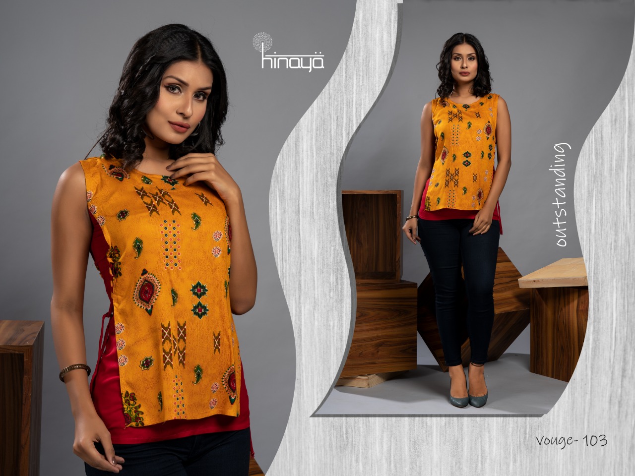 Vogue Vol-1 By Hinaya 101 To 109 Series Indian Traditional Wear Collection Beautiful Stylish Fancy Colorful Party Wear & Occasional Wear Rayon Printed Kurtis At Wholesale Price