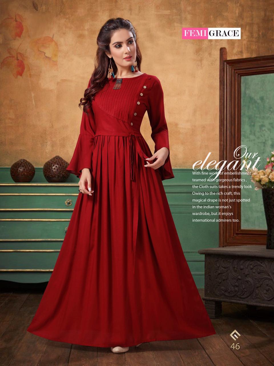Femigrace Vol-8 By Femigrace 45 To 50 Series Beautiful Colorful Stylish Fancy Casual Wear & Ethnic Wear & Ready To Wear Cotton Printed Gowns At Wholesale Price