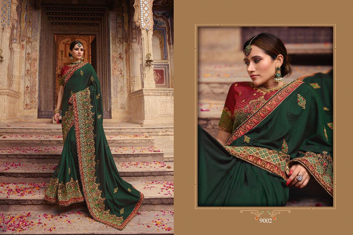 Vritika Vol-1 By Vritika 9001 To 9008 Series Indian Traditional Wear Collection Beautiful Stylish Fancy Colorful Party Wear & Occasional Wear Fancy Embroidered Sarees At Wholesale Price