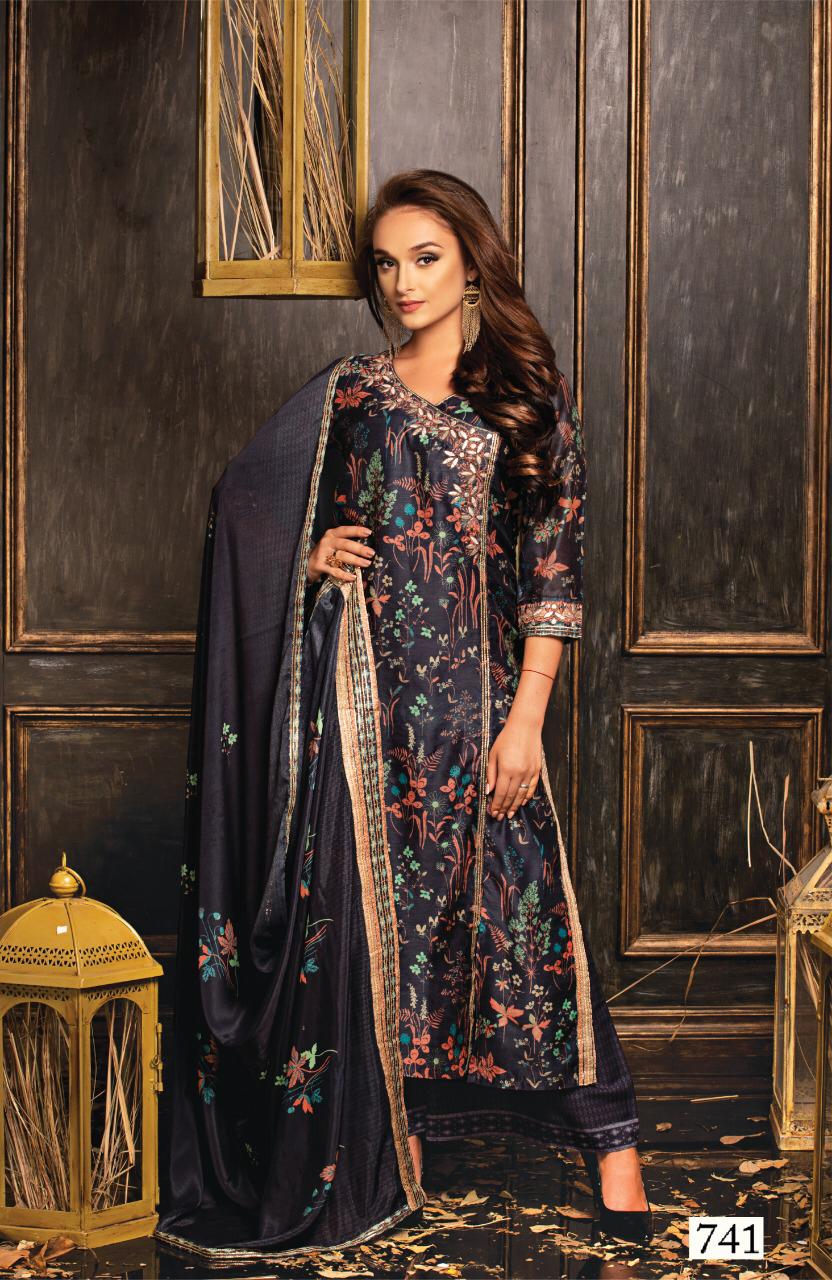 Wakif By Sri 738 To 744 Series Beautiful Collection Suits Stylish Fancy Colorful Party Wear & Ethnic Wear Heavy Silk Printed Dresses At Wholesale Price