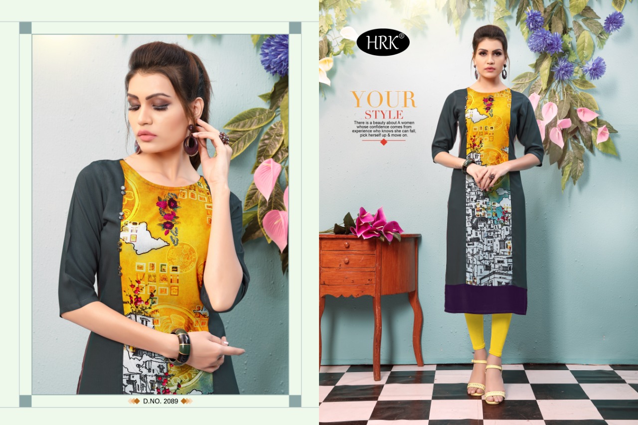 Walnut Vol-2 By Hrk 2083 To 2090 Series Beautiful Colorful Stylish Fancy Casual Wear & Ethnic Wear & Ready To Wear Rayon Printed Kurtis At Wholesale Price