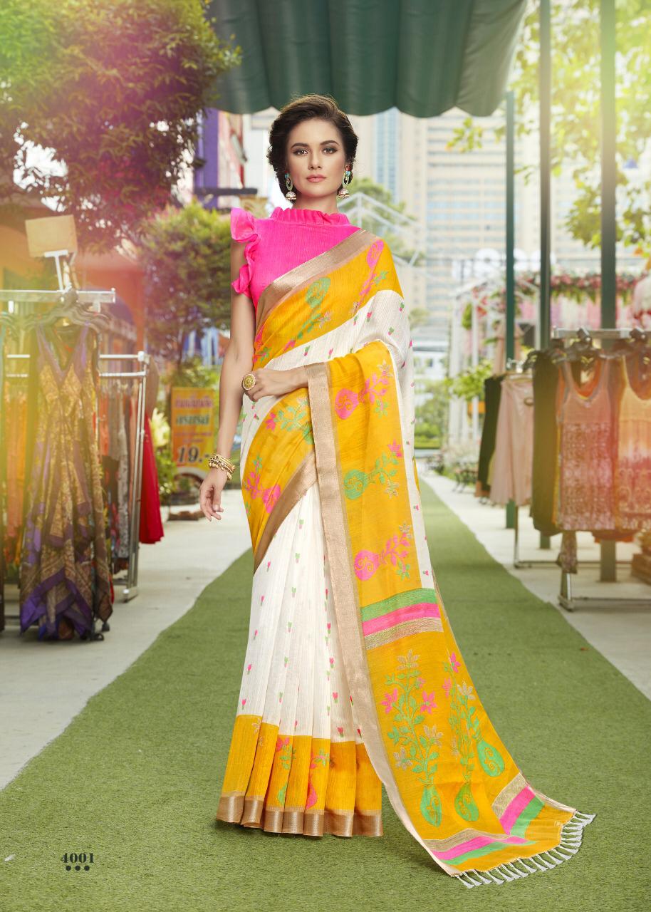Weaves Zoya Silk By Fashid Wholesale 4001 To 4012 Series Indian Traditional Wear Collection Beautiful Stylish Fancy Colorful Party Wear & Occasional Wear Linen Sarees At Wholesale Price