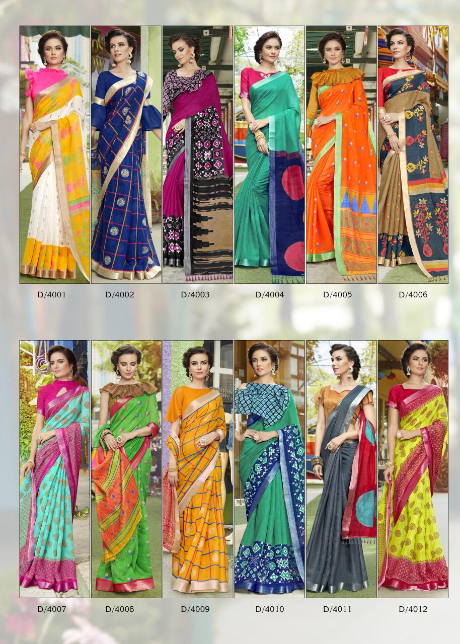 Weaves Zoya Silk By Fashid Wholesale 4001 To 4012 Series Indian Traditional Wear Collection Beautiful Stylish Fancy Colorful Party Wear & Occasional Wear Linen Sarees At Wholesale Price