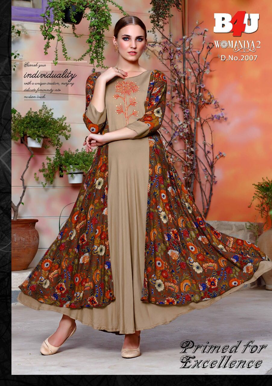 Womaniya Vol-2 By B4u 2001 To 2008 Series Designer Beautiful Stylish Colorful Fancy Ready To Wear & Casual Wear & Ethnic Wear Fancy Printed Kurtis At Wholesale Price
