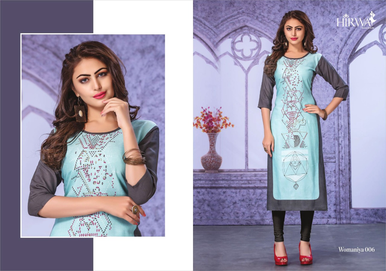 Womaniya By Hirwa 001 To 010 Series Beautiful Stylish Colorful Fancy Party Wear & Ethnic Wear & Ready To Wear Heavy Rayon Printed Kurtis With Inner At Wholesale Price