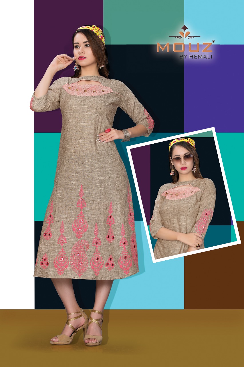 Yoksa By Mouz 01 To 08 Series Stylish Fancy Beautiful Colorful Casual Wear & Ethnic Wear Heavy Rayon Khadi Embroidery Kurtis At Wholesale Price