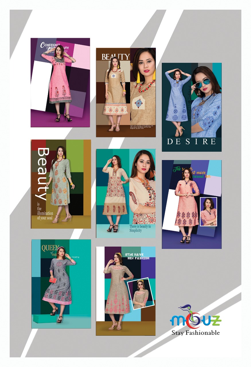 Yoksa By Mouz 01 To 08 Series Stylish Fancy Beautiful Colorful Casual Wear & Ethnic Wear Heavy Rayon Khadi Embroidery Kurtis At Wholesale Price