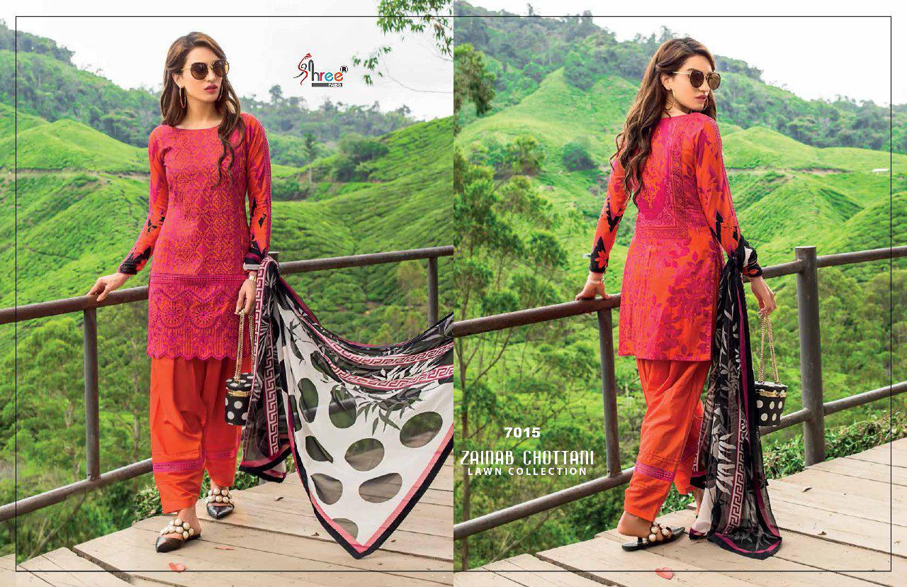 Zainab Chottani Lawn Collection By Shree Fabs 7011 To 7016 By Designer Pakistani Suits Collection Beautiful Stylish Fancy Colorful Party Wear & Occasional Wear Pure Cotton Dresses At Wholesale Price