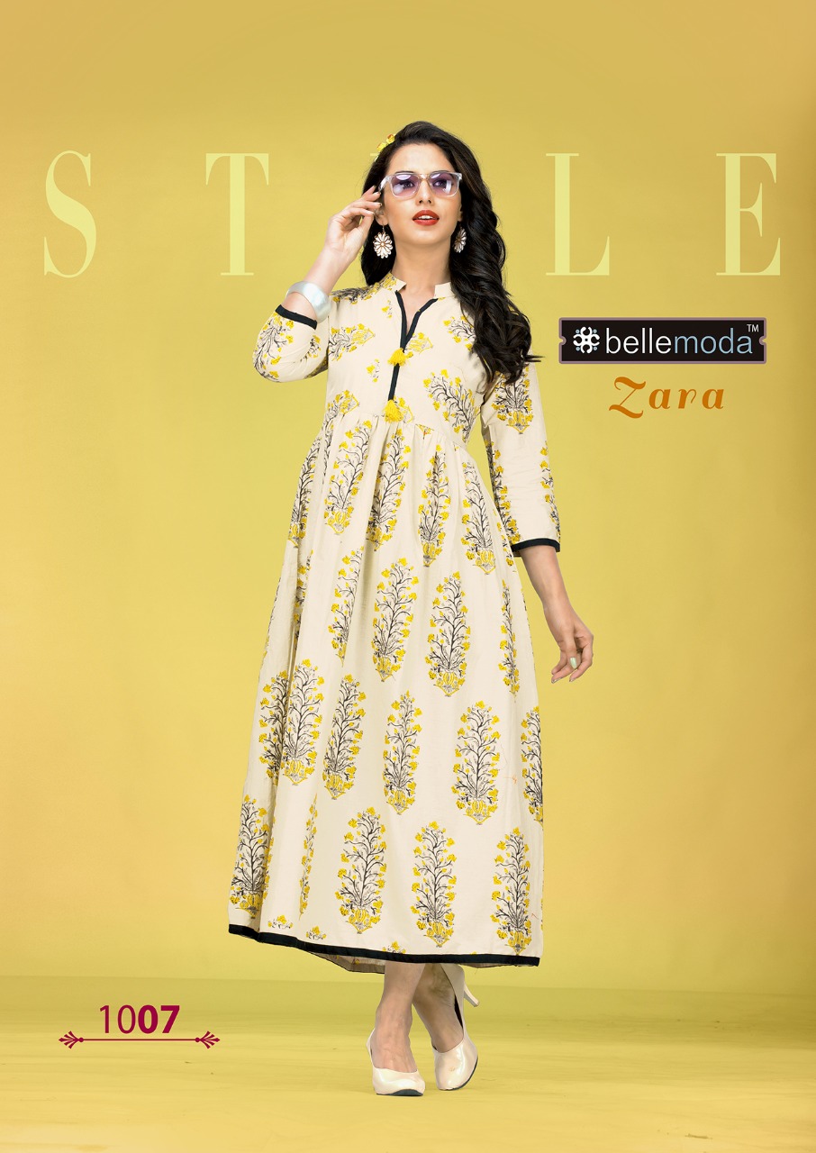 Zara By Bellemoda 1001 To 1010 Series Beautiful Stylish Fancy Colorful Casual Wear & Ethnic Wear Heavy Cotton Printed Kurtis At Wholesale Price