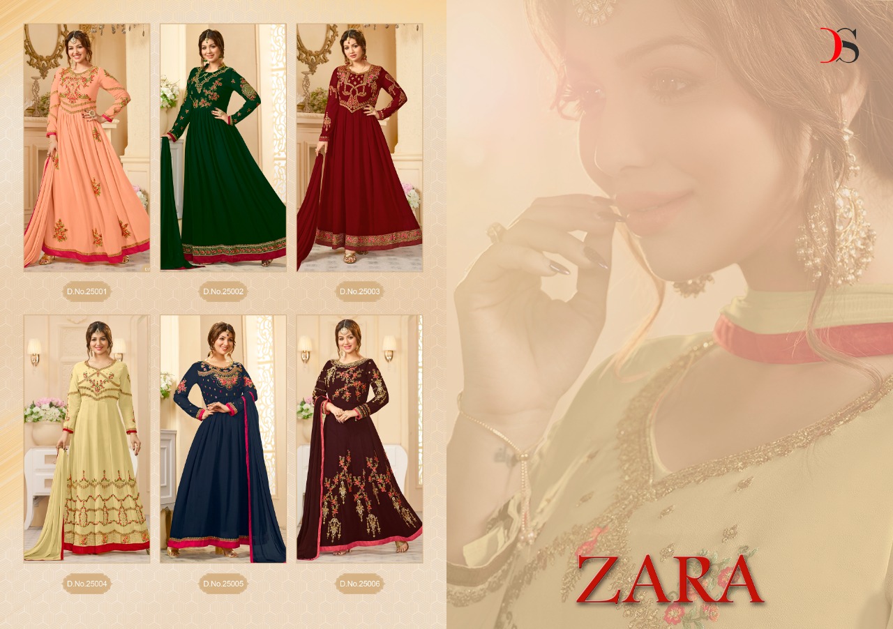 Zara By Deepsy Suits 25001 To 25006 Series Designer Anarkali Suits Collection Beautiful Stylish Fancy Colorful Party Wear & Occasional Wear Real Georgette Embroidered Dresses At Wholesale Price