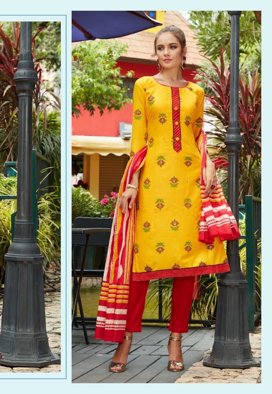 Zara By Kavya 01 To 10 Series Beautiful Suits Stylish Colorful Fancy Casual Wear & Ethnic Wear Pure Cotton Print Fantacy Top With Manual Work Dresses At Wholesale Price