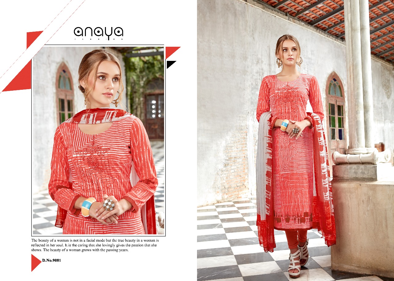 Zareen By Anaya 9081 To 9090 Series Beautiful Collection Suits Stylish Fancy Colorful Casual Wear & Ethnic Wear Satin Printed Dresses At Wholesale Price