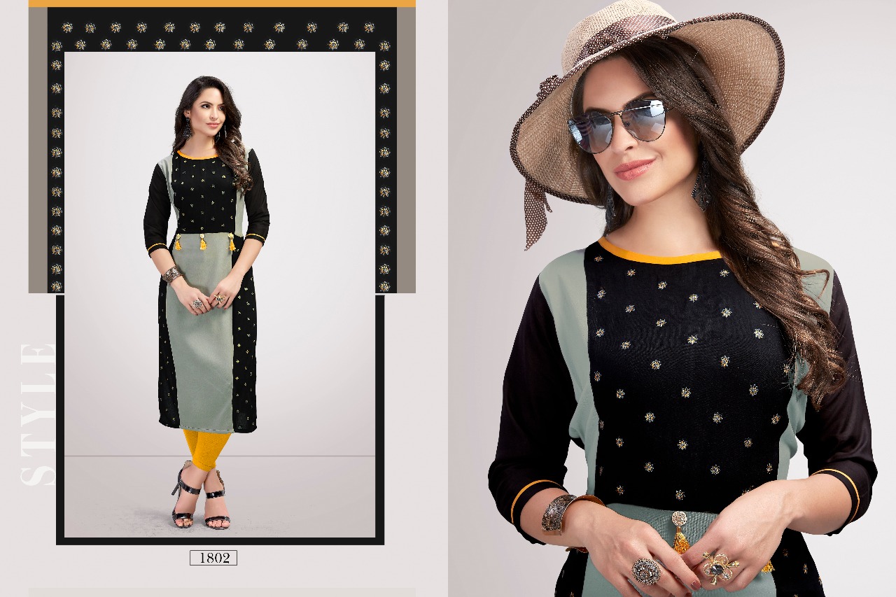 Zareena By Valencia Tex 1801 To 1807 Series Beautiful Stylish Fancy Colorful Casual Wear & Ethnic Wear & Ready To Wear Rayon Printed Kurtis At Wholesale Price