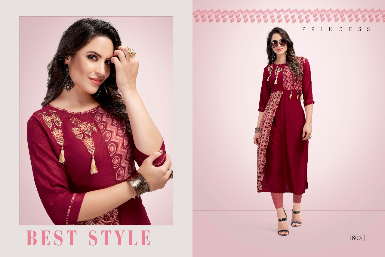 Zareena By Valencia Tex 1801 To 1807 Series Beautiful Stylish Fancy Colorful Casual Wear & Ethnic Wear & Ready To Wear Rayon Printed Kurtis At Wholesale Price