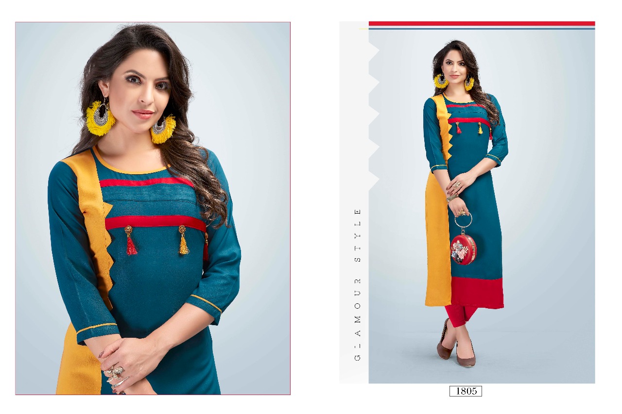 Zareena By Valencia Tex 1801 To 1807 Series Beautiful Stylish Fancy Colorful Casual Wear & Ethnic Wear & Ready To Wear Rayon Printed Kurtis At Wholesale Price