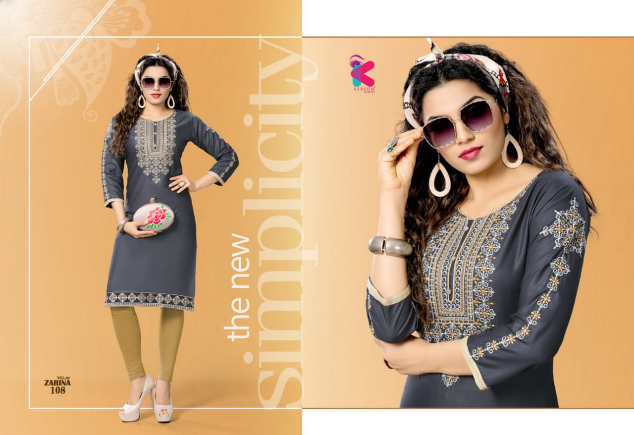 Zarina Vol-9 By Kersom 101 To 108 Series Stylish Fancy Beautiful Colorful Casual Wear & Ethnic Wear Pure Heavy Rayon Kurtis At Wholesale Price