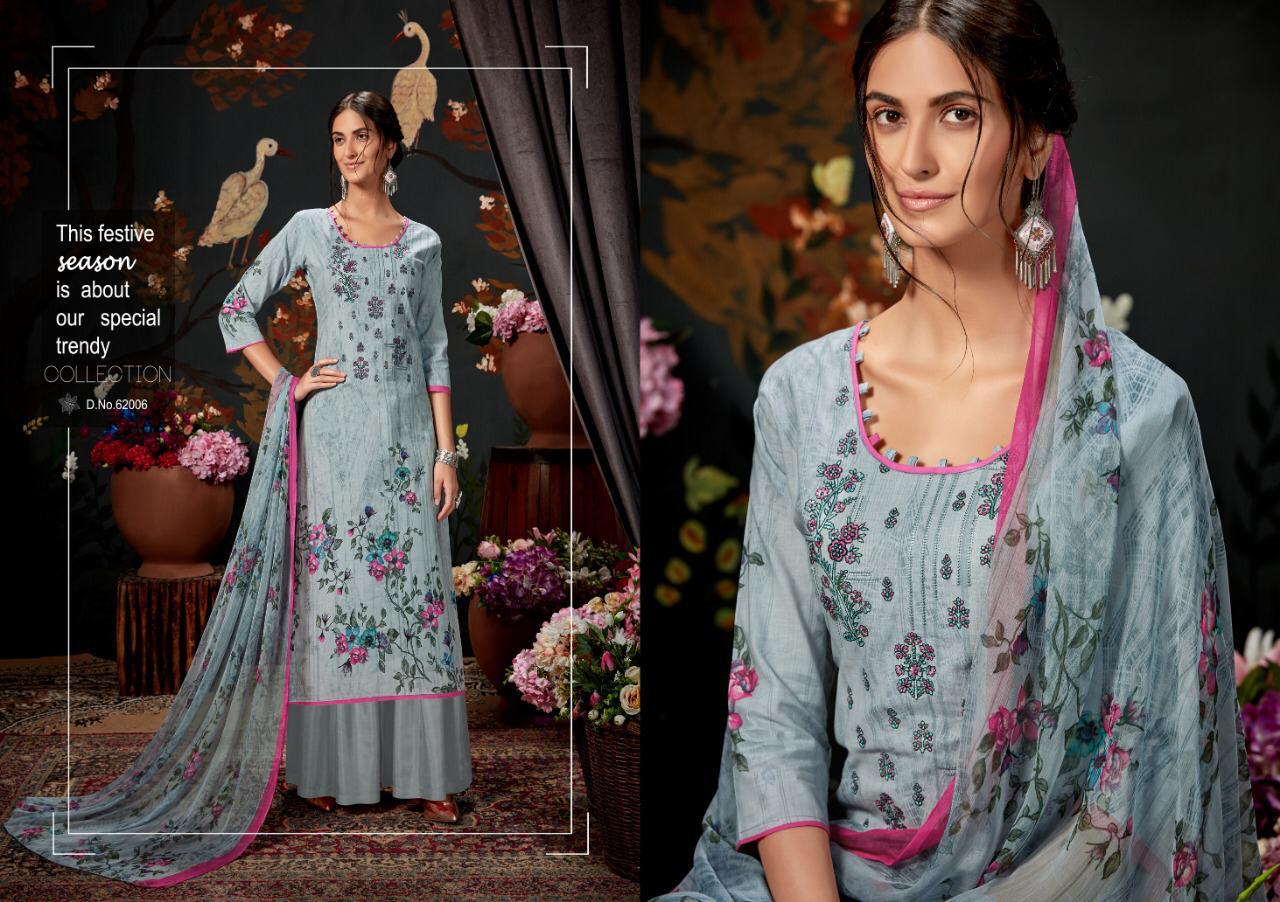 Zeenat By Kapil Fab 62001 To 62008  Series Designer Suits Collection Beautiful Stylish Fancy Colorful Party Wear & Ethnic Wear Cambric Cotton Print With Self Embroidery Printed Dresses At Wholesale Price