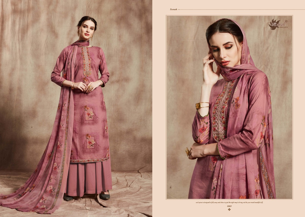 Zeenath Vol-20 By Aadesh Dresses  20001 To 20010 Series Designer Sharara Suits Collection Beautiful Stylish Fancy Colorful Party Wear & Occasional Wear Cotton With Embroidery Dresses At Wholesale Price
