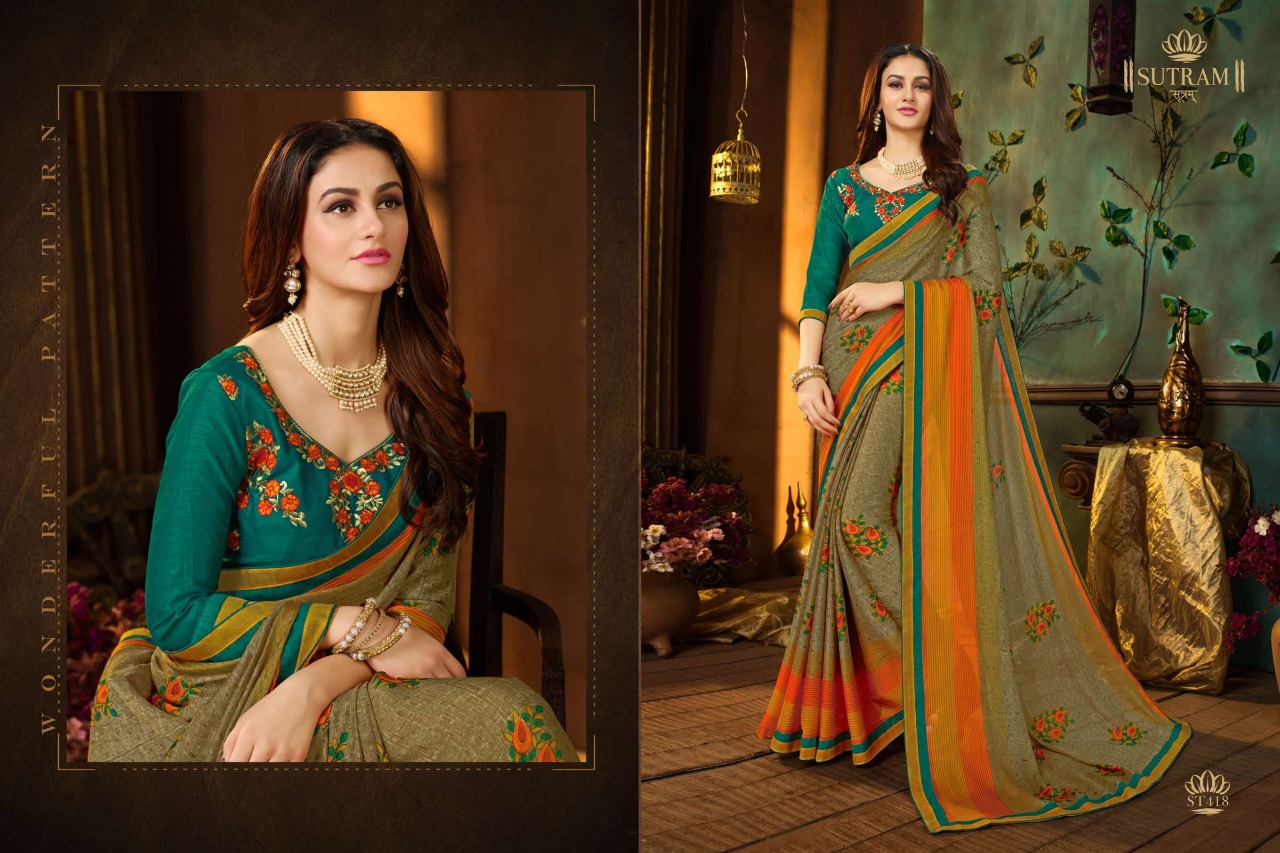 Zeeya Vol-2 By Sutram 413 To 419 Series Indian Traditional Wear Collection Beautiful Stylish Fancy Colorful Party Wear & Occasional Wear Rangoli Georgette Sarees At Wholesale Price