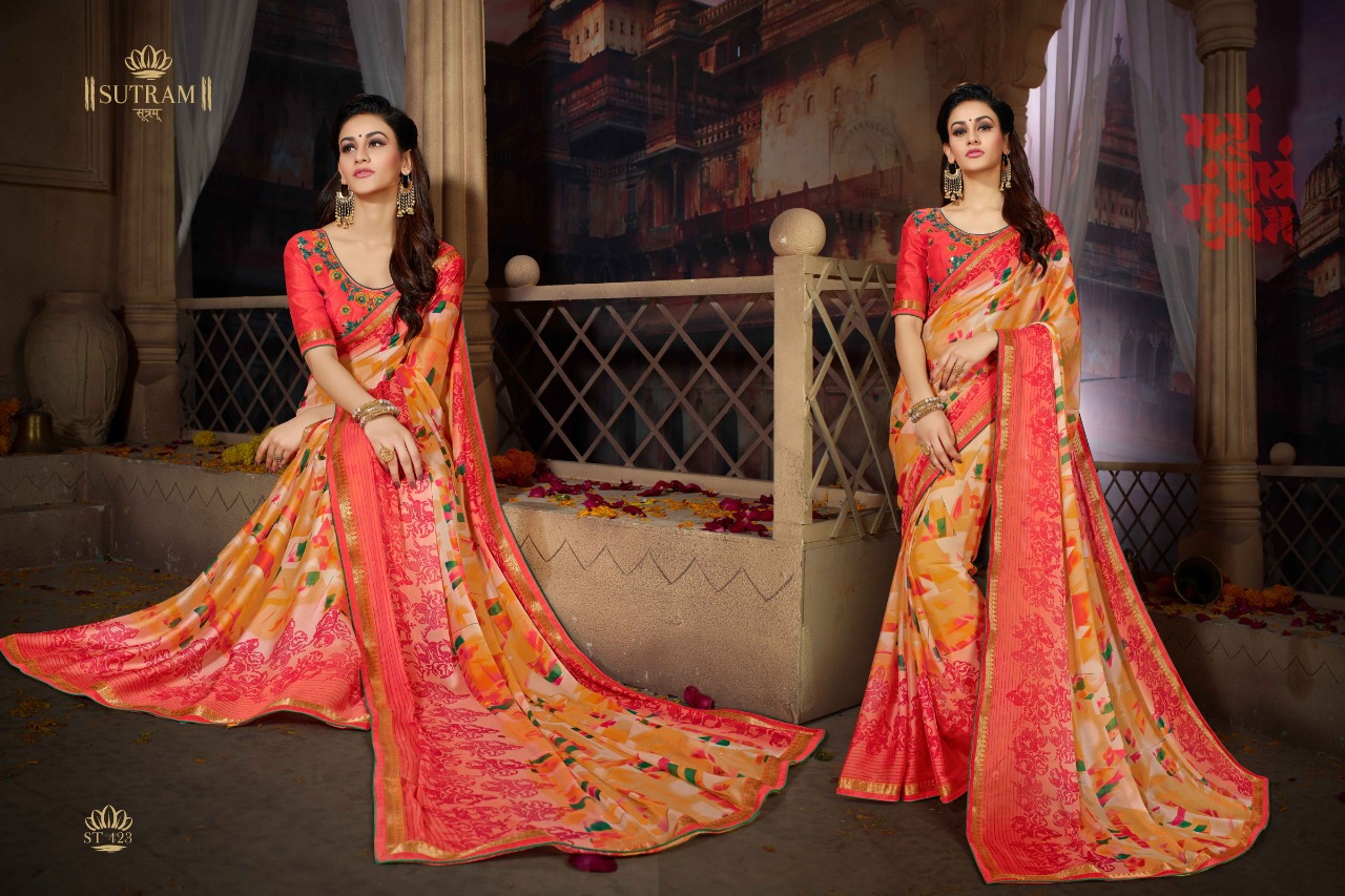 Zeeya Vol-3 By Sutram 420 To 425 Series Indian Traditional Wear Collection Beautiful Stylish Fancy Colorful Party Wear & Occasional Wear Georgette/ Silk Embroidered Sarees At Wholesale Price